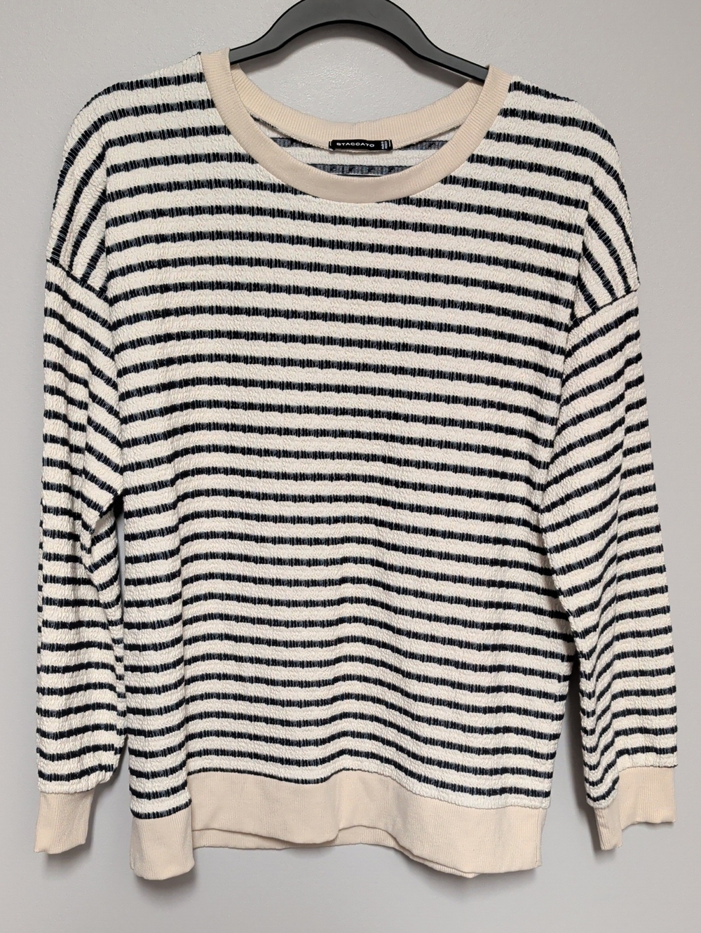 Staccato Cream and Black Striped Crewneck Sweater